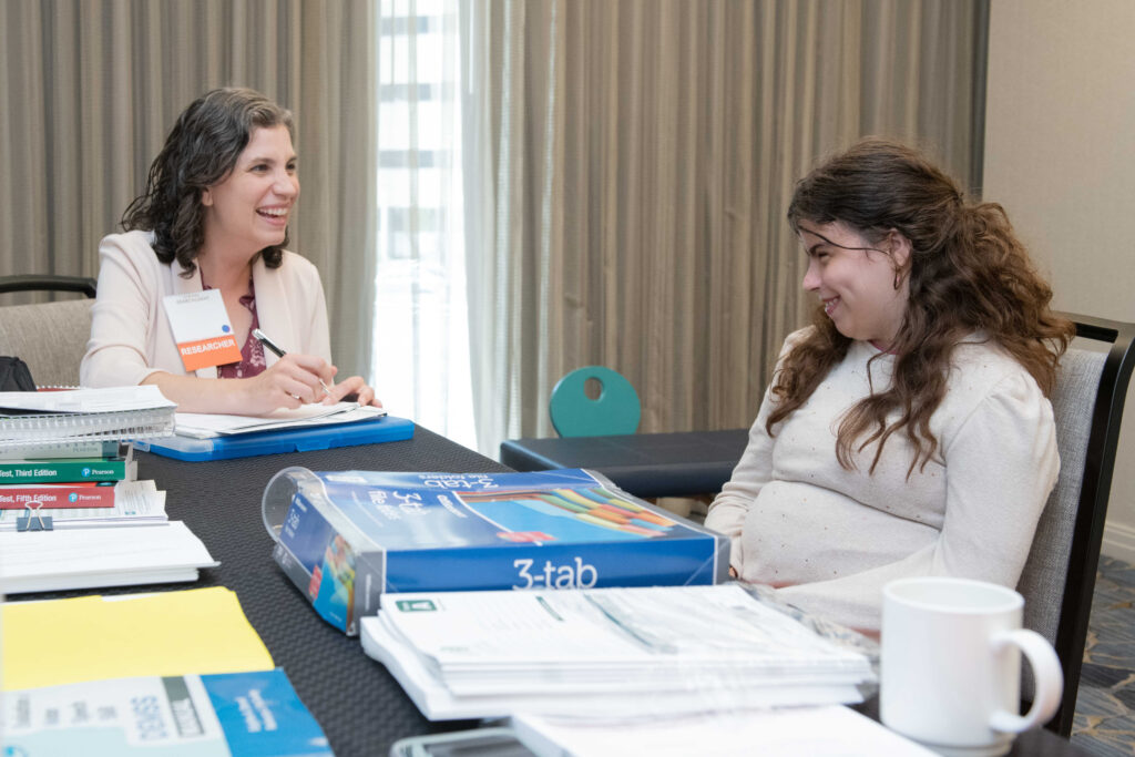 Researcher with patient