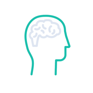 Human head showing brain outline